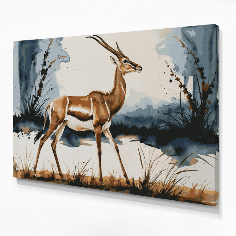 Faune gérenuque sur toile, art mural gris, 11" H x 14" W