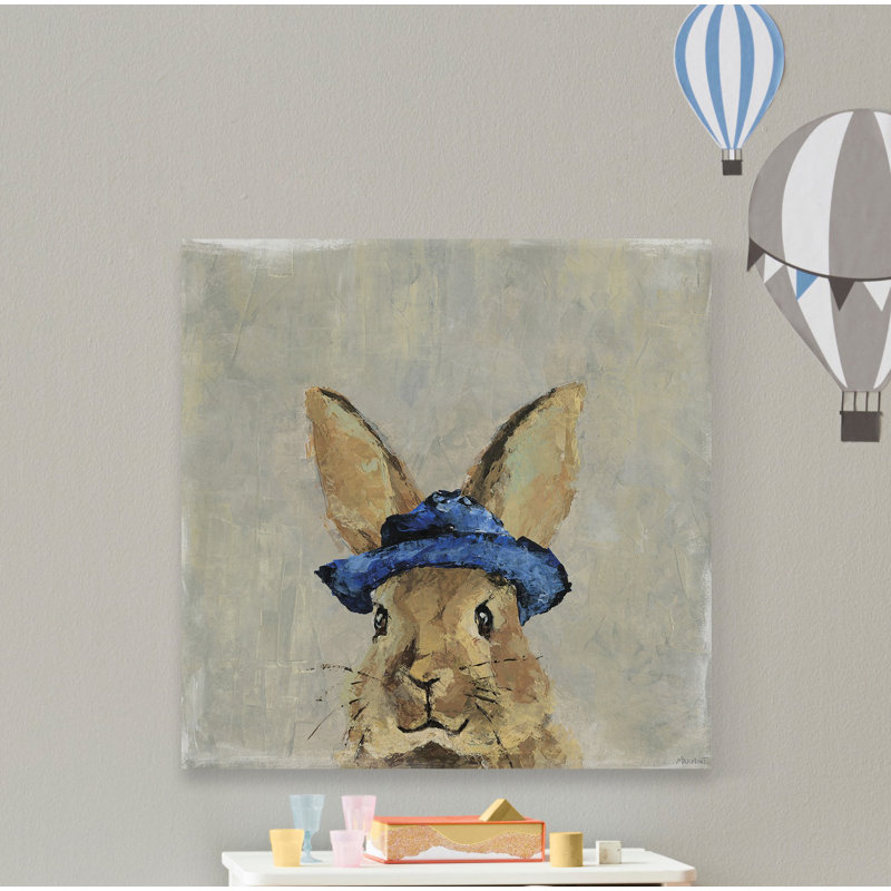 Reproduction de lapin hippie sur toile tendue, H 40 po x l 40 po x P 1,5 po