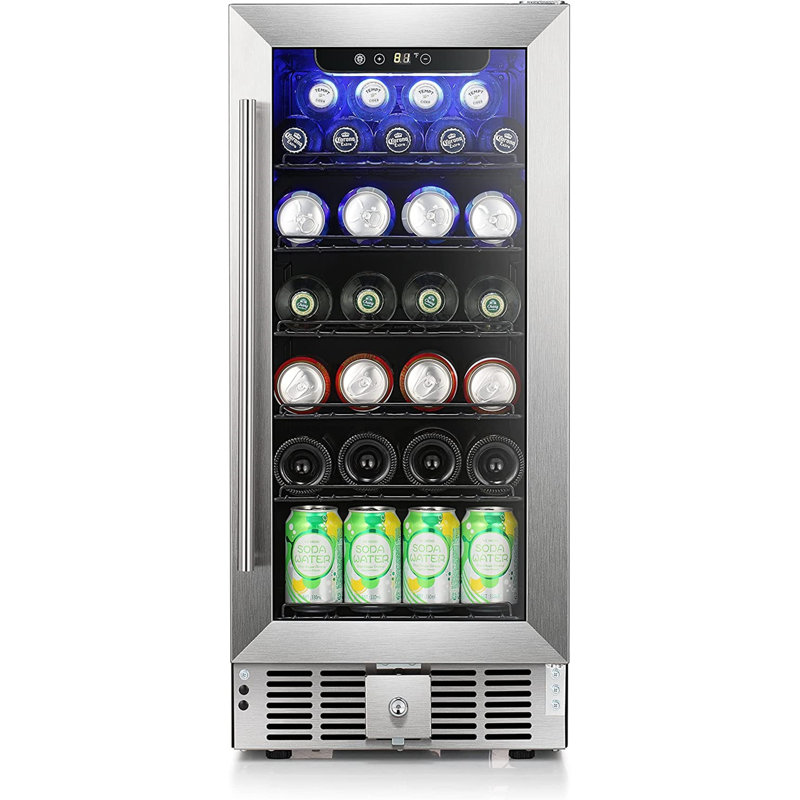 14.96“W 56 Cans (12 oz.) Freestanding/Built-In Beverage Cooler with 17 Bottle Wine Storage