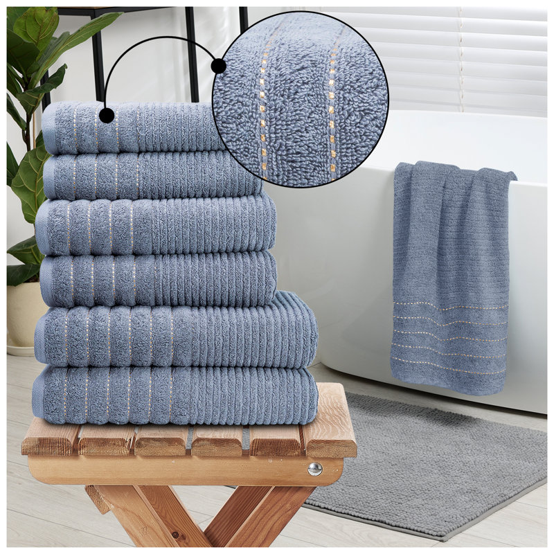 6 Pack Hotel Quality Cotton Towel Set | Soft, Thick, Absorbent Family Towels Pack with 2 Bath, 2 Hand, 2 Washcloths, Charcoal