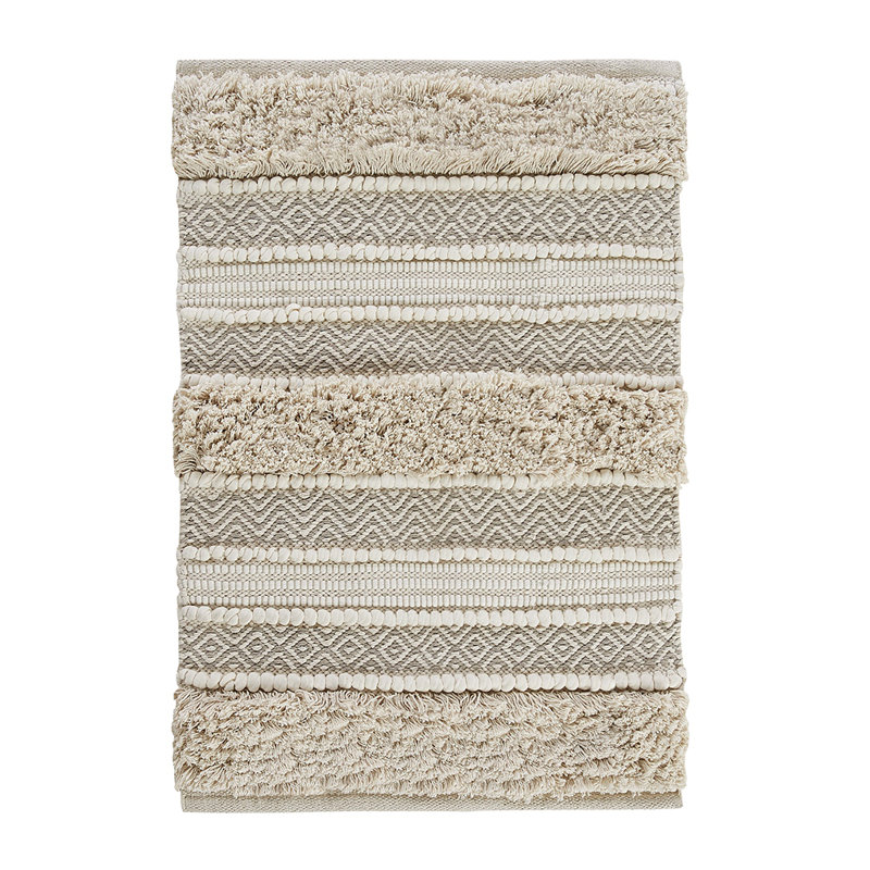 Woven Texture Stripe Bath Rug Grey 20X32", Natural
