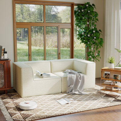 Comfy Cloud 76" Wide 2-Seat Modular Sofa Couch Upholstered Sectional, No Assembly Required