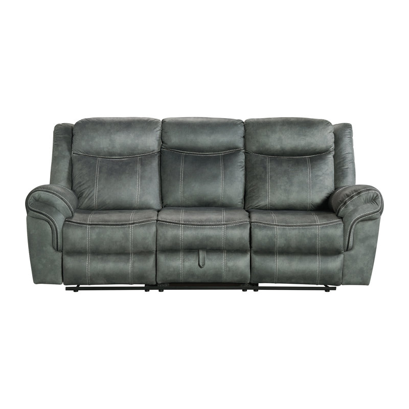Canapé inclinable manuel 85 po Lyzeth, 100 % polyester gris