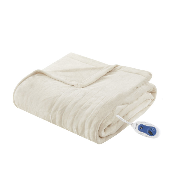 Jeté chauffant en peluche surdimensionné, Ivoire