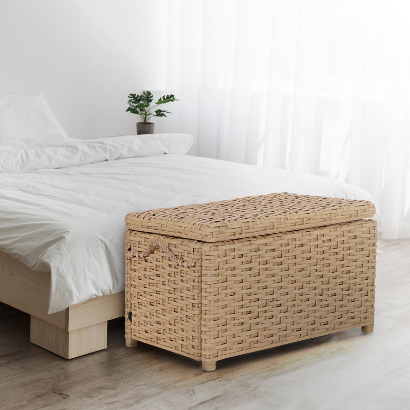 Jacob Hand-Woven Wicker Storage Trunk, Yellow