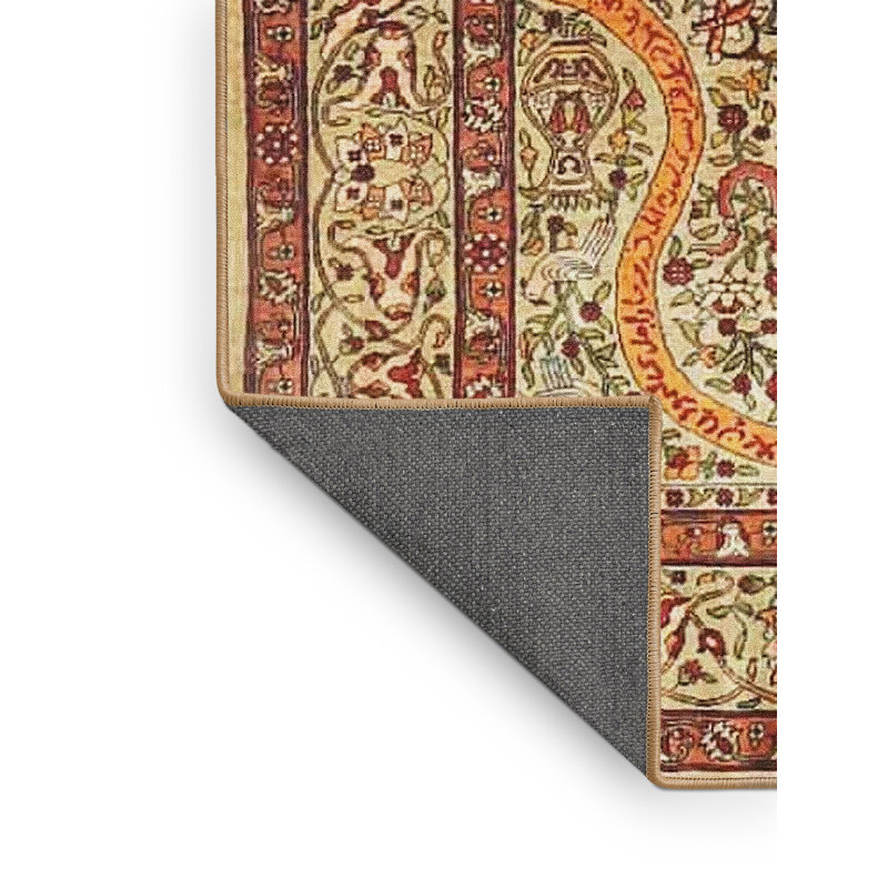 Tapis floral rouge / jaune, Rectangle 5 pi x 7 pi