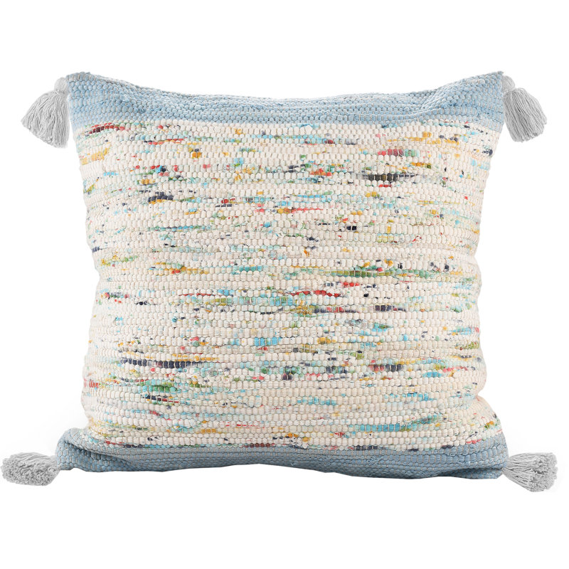 Colorful Abstract Cotton Throw Pillow Cover, Blue/Beige, Pillow Cover Only - No Insert