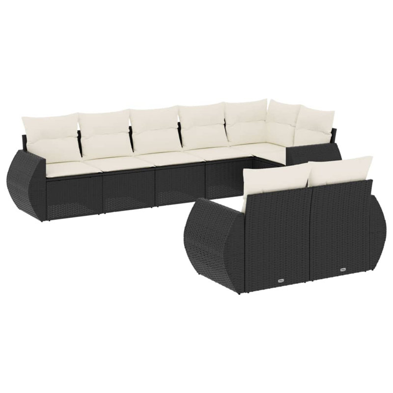 Ensemble de canapé de jardin modulaire en rotin PE noir Vidaxl