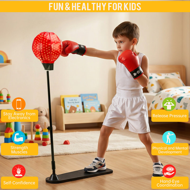 Adjustable Punching Ball Bag Boxing With Gloves