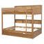 Lit superposé simple au-dessus de simple avec lit gigogne escamotable - Lit en bois peu encombrant avec tablettes intégrées, bois antique-73710517-73710515