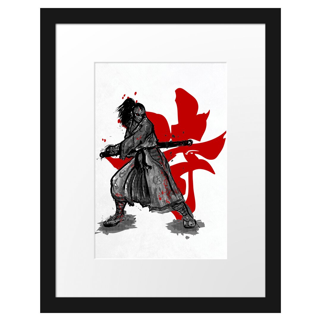 Gerahmtes Poster Samurai-Spirit White