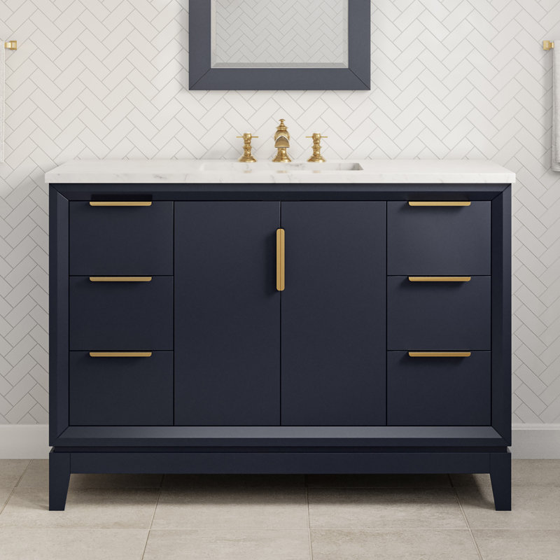 Elizabeth 48" Single Bathroom Vanity Set with Mirror, Monarch Blue, Gold