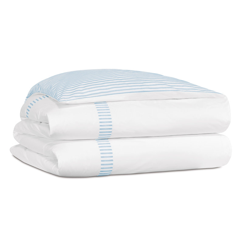 Blass Ticking Duvet Cover, Sky, Super Queen Duvet Cover