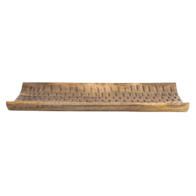 Boho Hand Carved Curved Wood Tray