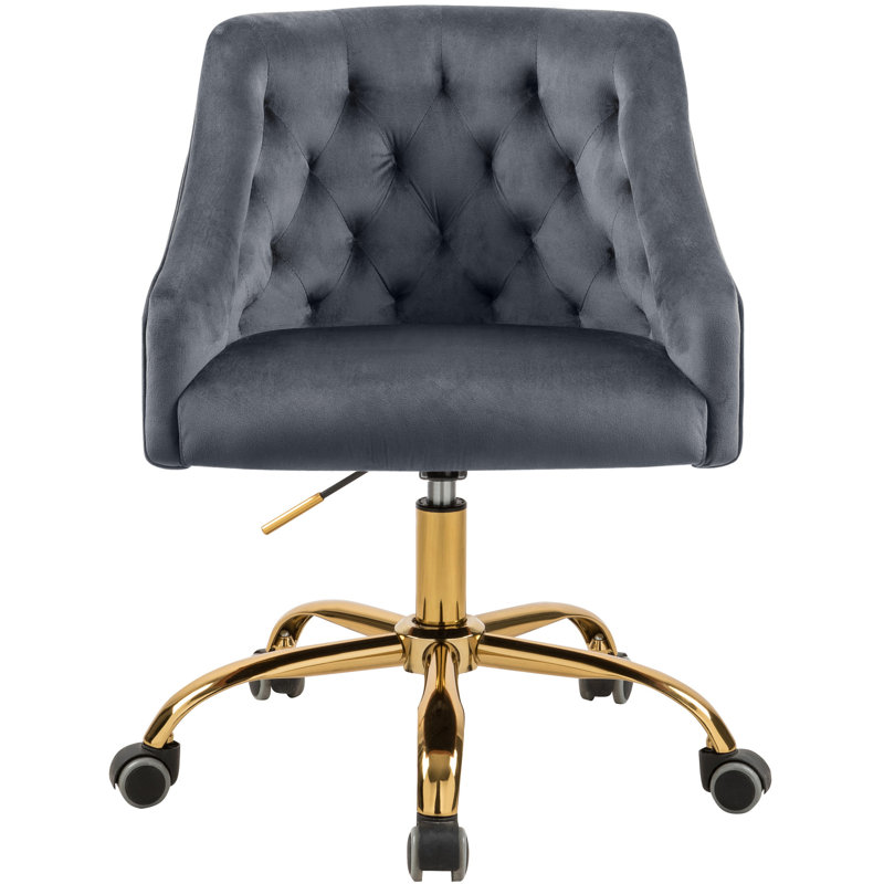 Casimir Velvet Task Chair, Gold, Gray Velvet