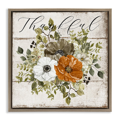 Thankful Floral Pumpkin Giclee Art by LSR Design Studio