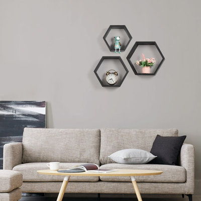 Jhosep 3 Piece Hexagon Floating Shelf