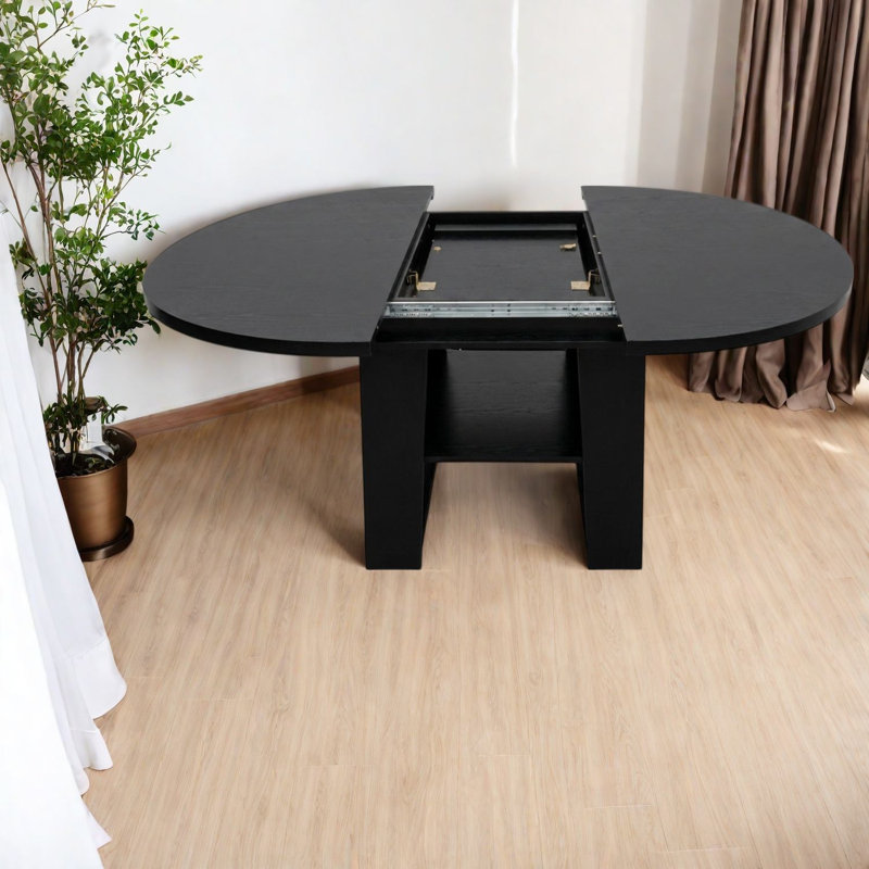 Tables de salle à manger extensibles (table seulement, sans chaises, avec plateau et pieds), Noir * Noir