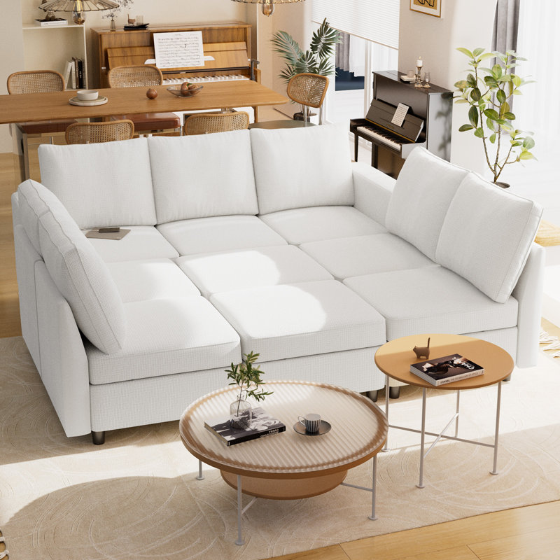 Canapé modulaire 9 pièces VINGLI, Polyester blanc