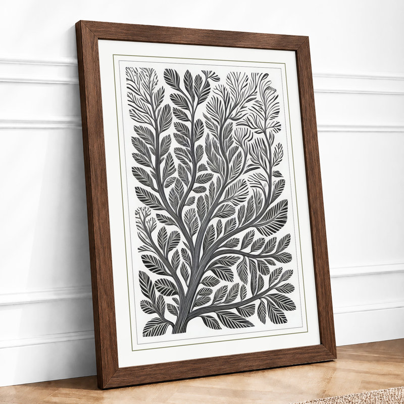 Woodcut Botanical - Framed Print, A4 - 29.7 x 21.0 cm, Walnut