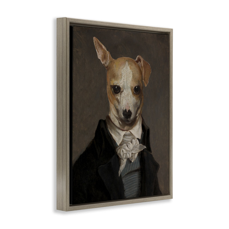 "Classic Portrait Chihuahua", art mural encadré par CAD Designs, Cadre flottant orme Montalcino, H 31 po x l 25 po