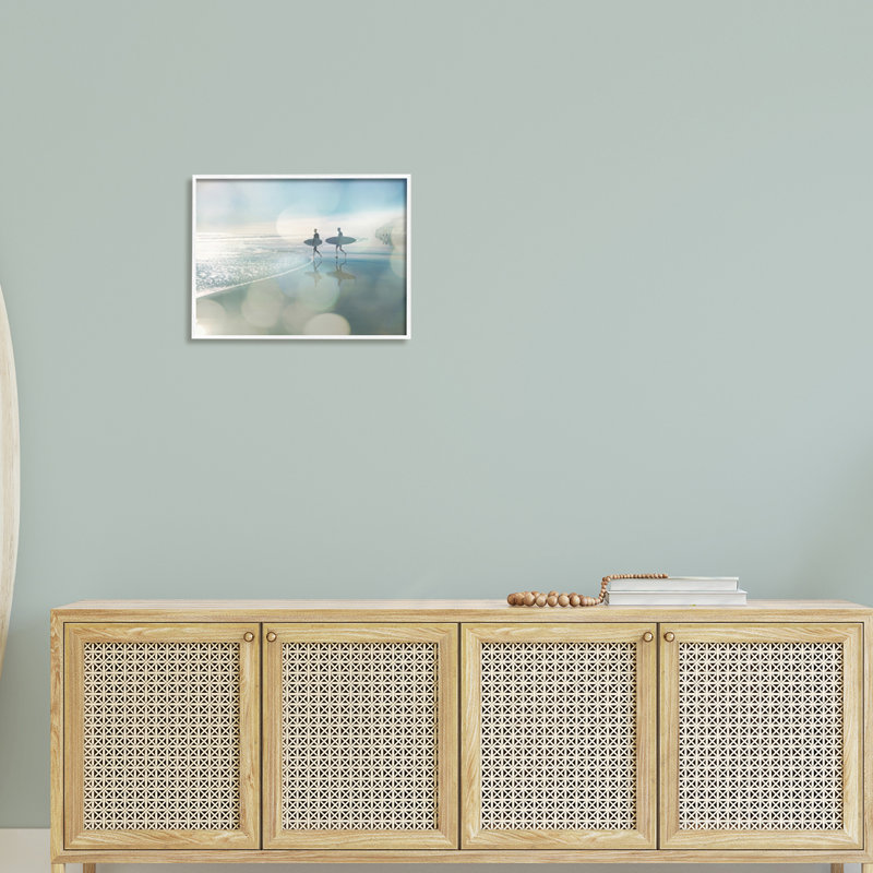 Wet Sand Sea Surf, H 20 po x l 20 po x P 1,5 po, Giclée encadrée blanc bord de mer