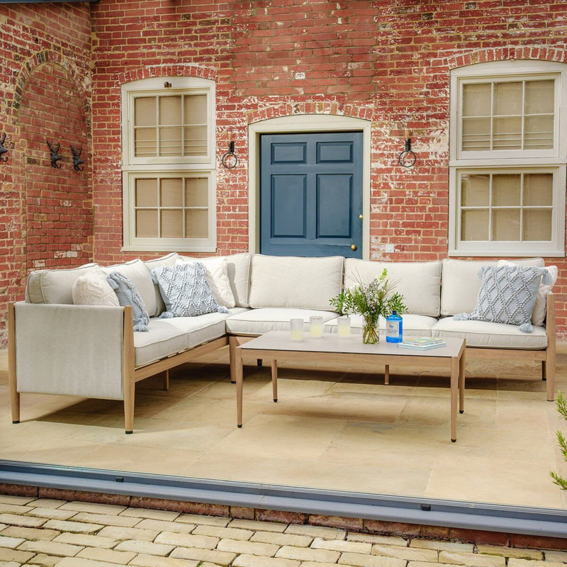 Burford Large Corner Sofa Set -with Seasonsure Cushions - Almond