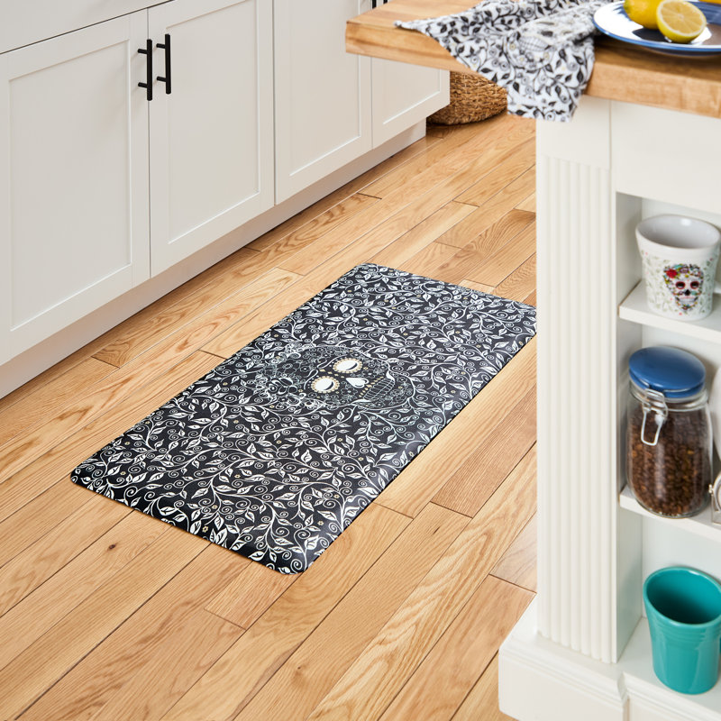 Tapis de couloir antidérapant FIESTA Skull & Vine, Noir / Blanc / Beige