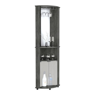 Corner Bar Cabinet Unit With Wine Glass Rack And Lower Cabinet