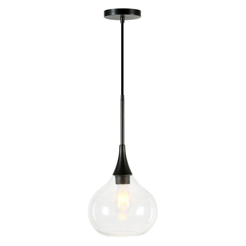 Luminaire suspendu en forme de goutte à 1 lumière Ida, Noir mat
