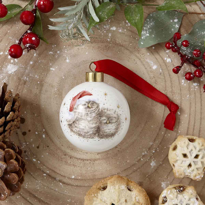 Wrendale Designs 9cm Bone China, Ribbon, Metal, 22ct Gold Ball Ornament