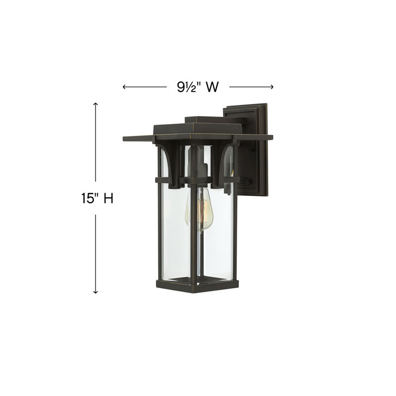 Kajale 1-Light Outdoor Wall Lantern, 15" H x 9.25" W x 10.3" D