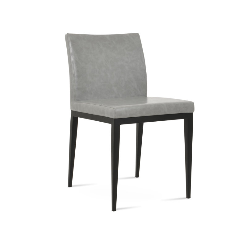 Chaise d'appoint Aria, Noir, Similicuir PPM gris clair
