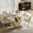 Modern 78.7" Sintered Stone Dining Table Tan Tan Kristalee Oval Extendable Dining Table,Kitchen Dining Room Dinner Pedestal Table for 6 to 8-1516105767-1516105765