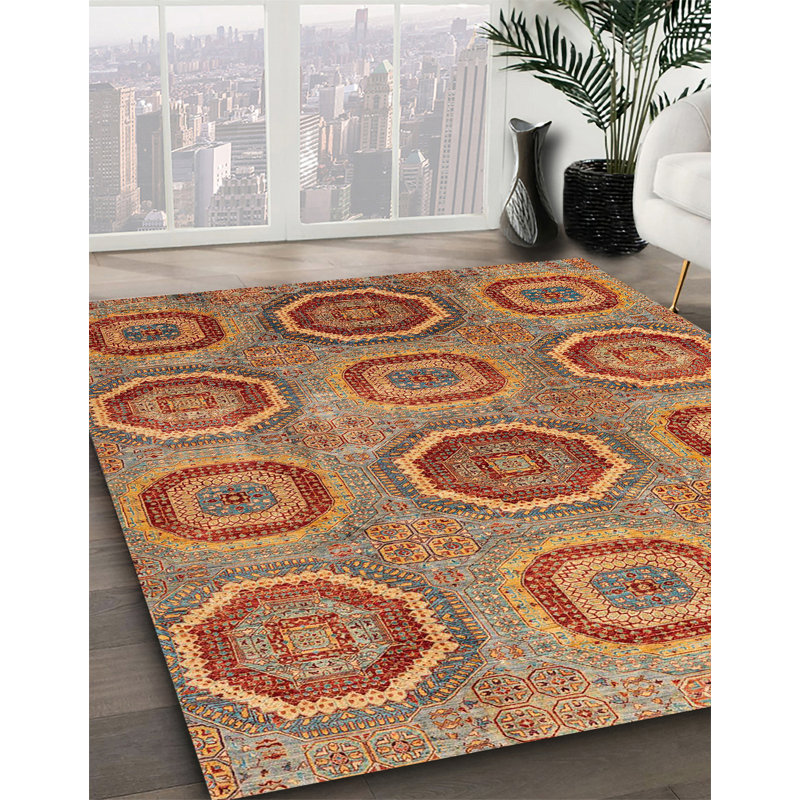 Tapis abstrait à motif abstrait moderne, Carré 8 pi