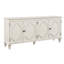 Buffet 65,2 po Mid-Century avec rangement, conception géométrique symétrique, grain de bois élégant, tablette réglable pour objets décoratifs, armoire blanc antique, style moderne, construction, rangement spacieux