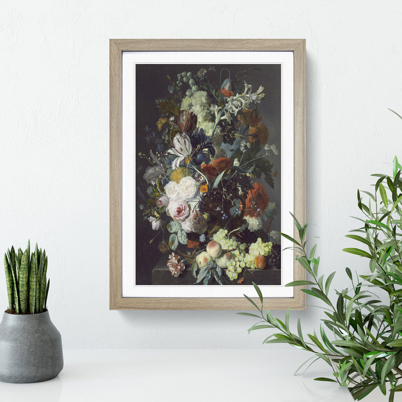 Still Life with Flowers and Fruit Vol.2 by Jan Van Huysum - Framed Print, 48cm H x 36cm W x 2cm D, Oak