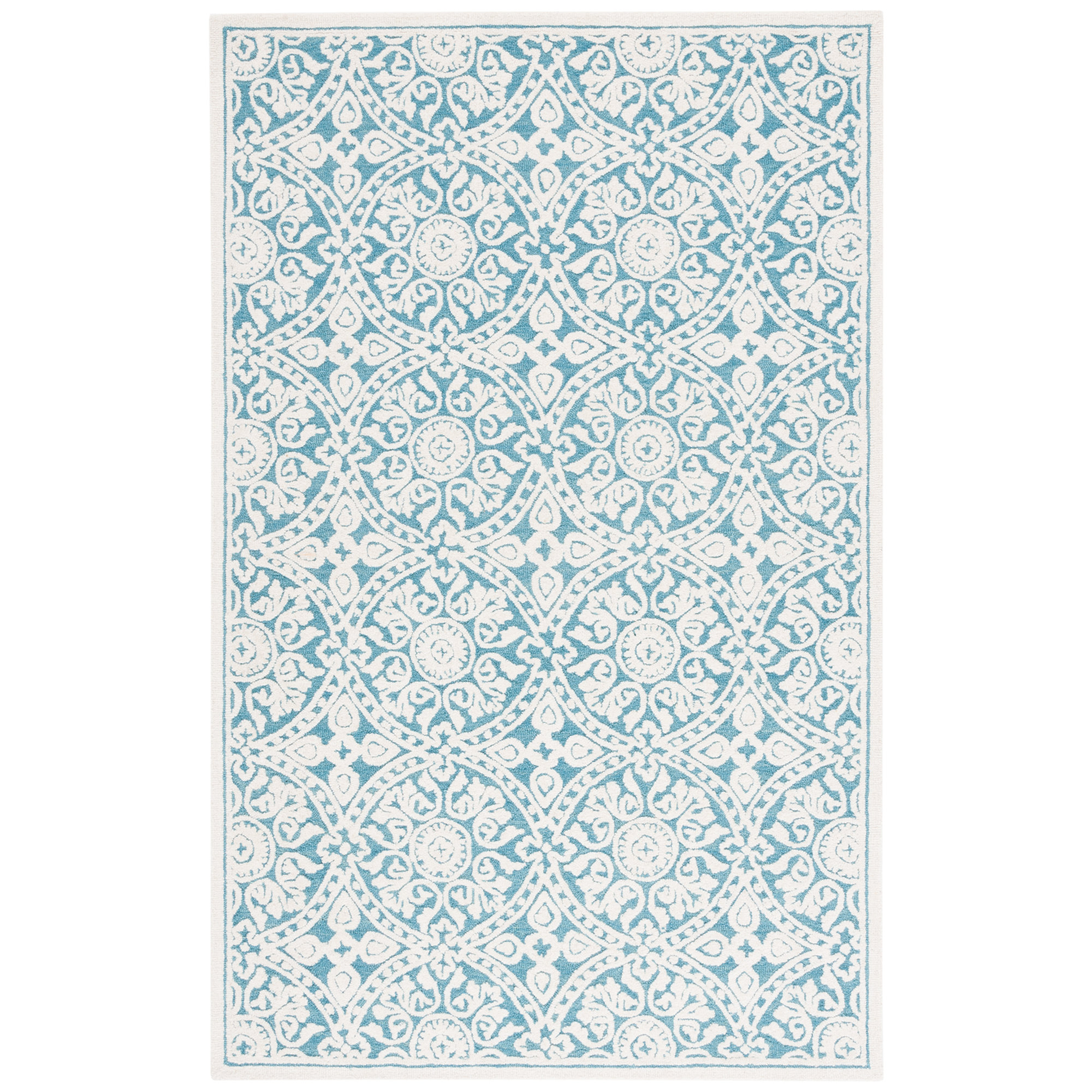 Mekai Hand Tufted Wool Pile Geometric Rug, Square 6'