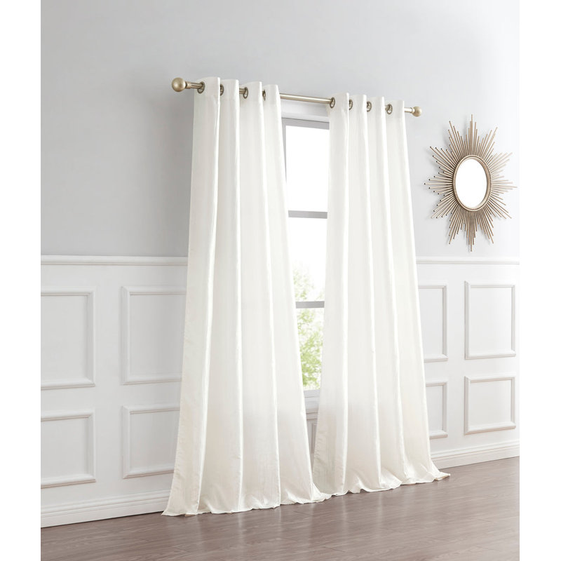 Paire de rideaux semi-transparents en polyester Calpine, Ivoire