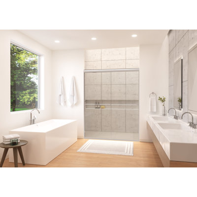 Eurolite 58 in. W x 74 in. H Sliding Bypass Frameless Shower Door in Chrome with 3/8 in. (10mm) Thick Clear Glass