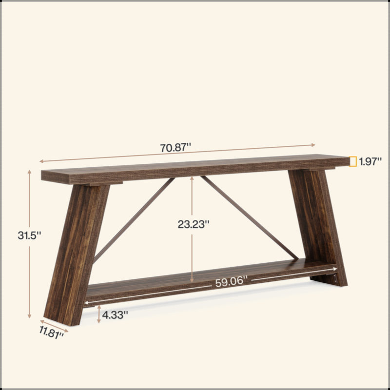 Extra Long Sofa Table Behind Couch, Industrial Entryway Console Table With Storage For Hallway, Entry, Living Room