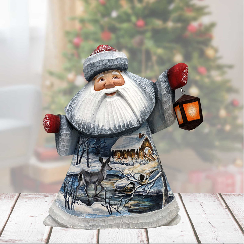 Figurine de chef-d'œuvre de chalet d'hiver sculpté en bois
