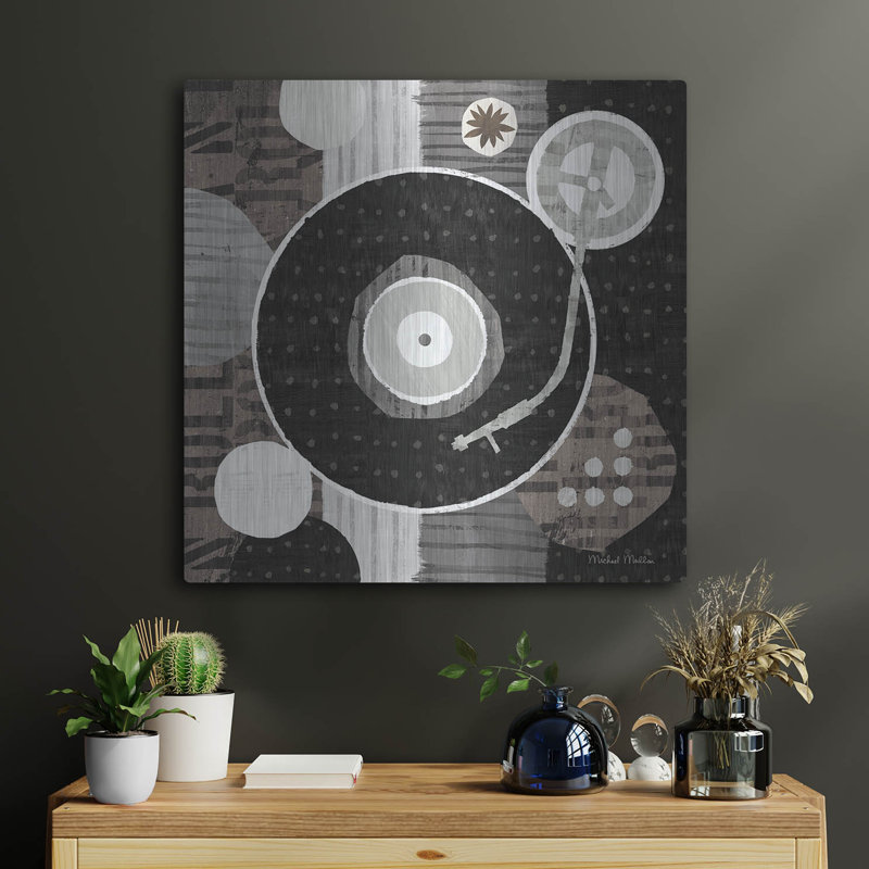 Winston Porter «Rock N Roll Album Neutral» par Michael Mullan, art mural en métal, H 24 po x l 24 po