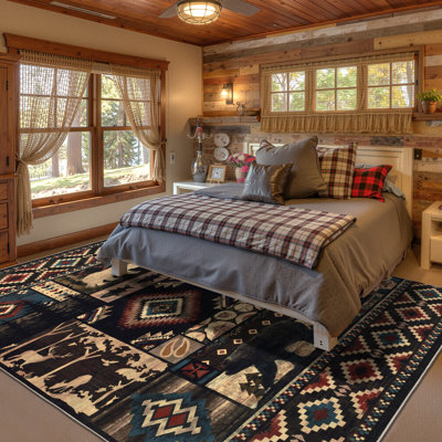 Rustic Cabin Animal Deer Washable Area Rug