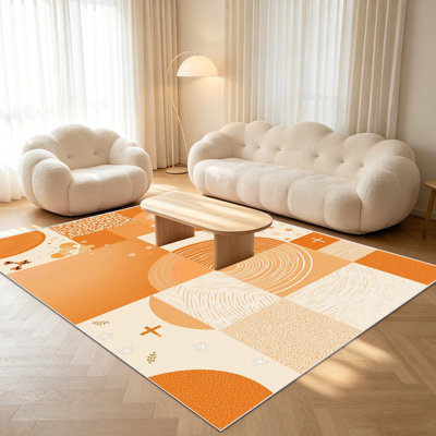 Tapis à motif géométrique abstrait de 1 pièce pour le salon, doux et confortable, convient à toutes les saisons, facile à entretenir, tapis de sol intérieur lavable à la machine, convient à la chambre à coucher, à la salle à manger, au couloir, au balcon, au patio, à la maison, à la décoration extérieure.