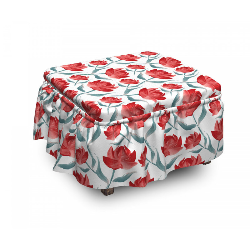 Housse pour repose-pieds rose fleuri