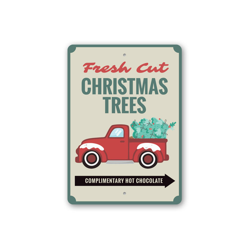 Plaque en aluminium Fresh Christmas Tree, H 18 po x l 12 po x P 0,06 po