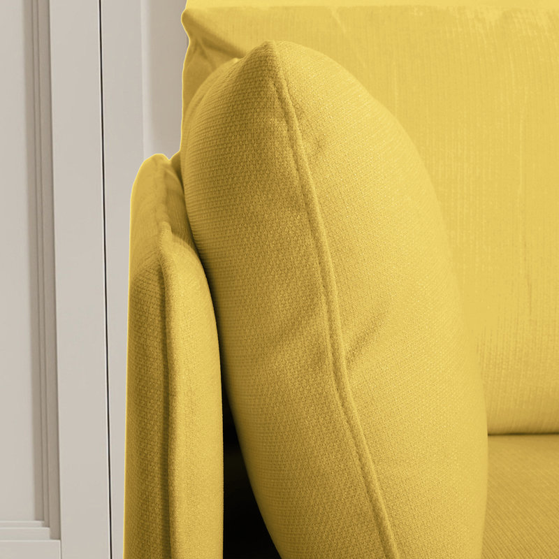39.15" W Upholstered Accent Armchair With Pillows, Yellow Polyester