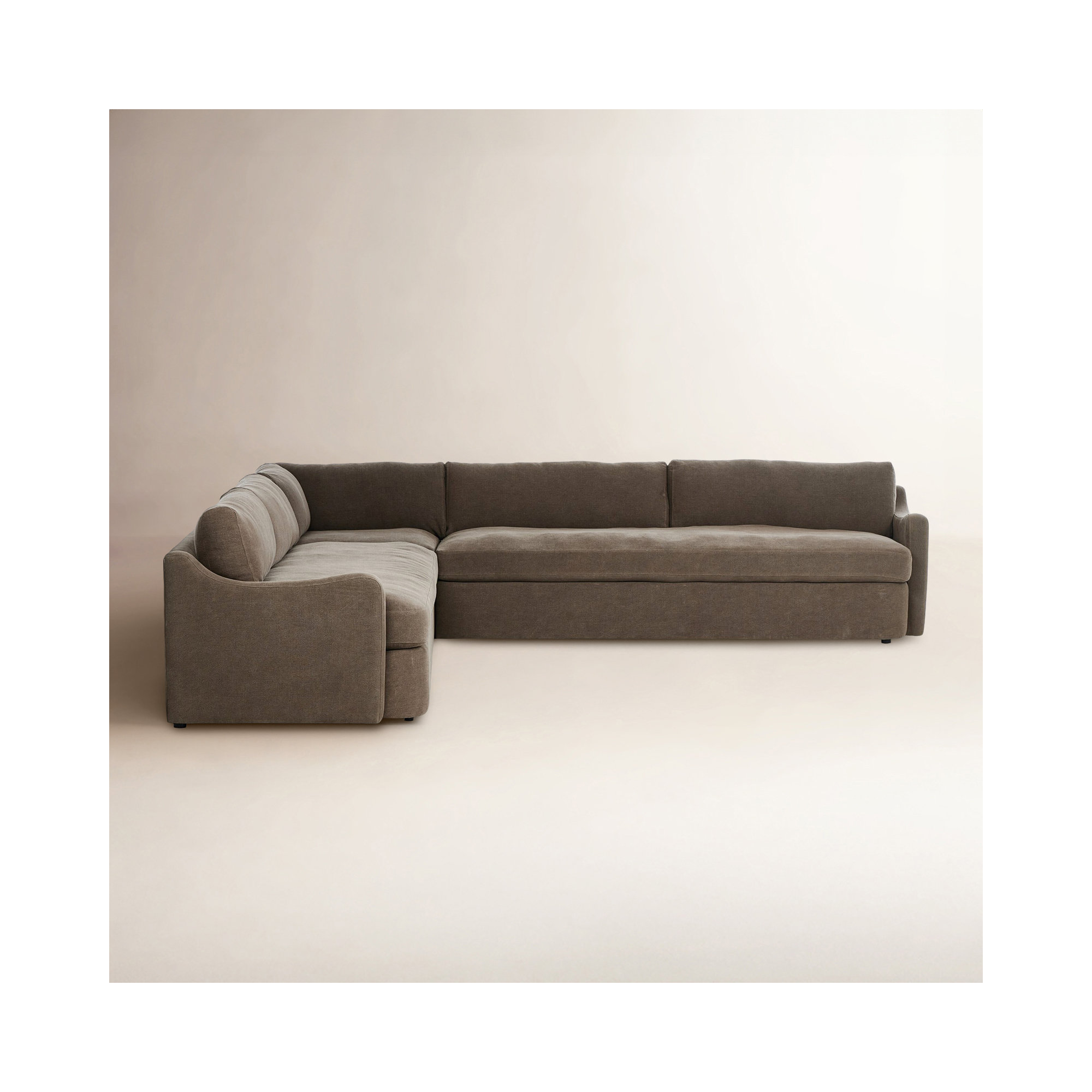 Aurelia 3-Piece Sectional, Brown LInen