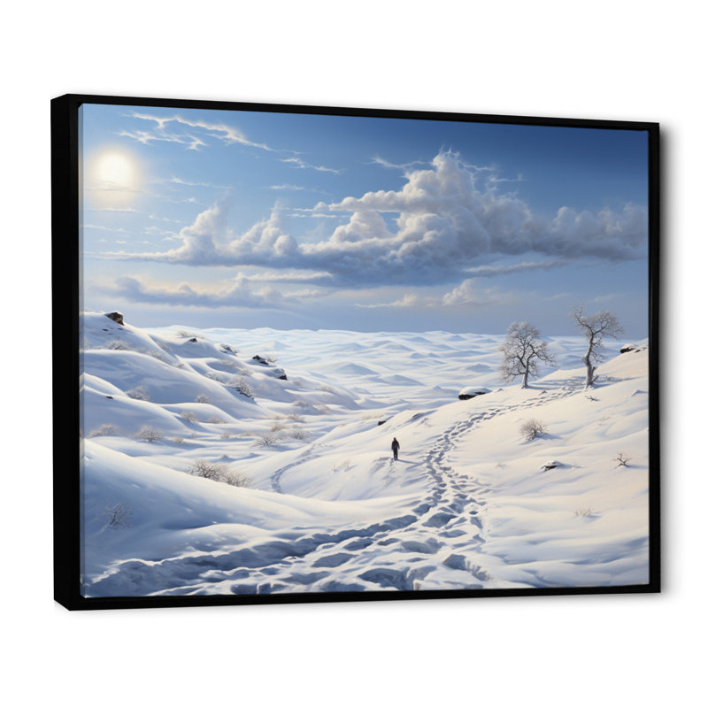 Paysage solitaire hivers - impression, H 34 po x l 44 po x P 1,5 po, Cadre flottant noir